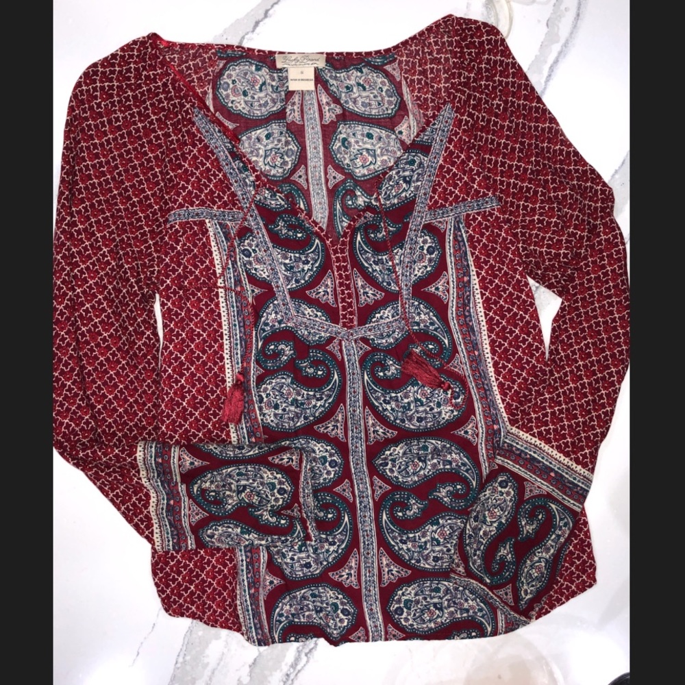 Silky Lucky Brand paisley pattern Blouse
